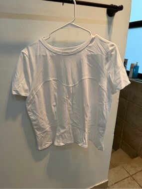 White House Black Market White Short-Sleeve Seam-Accent Tee